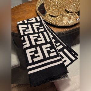 Fendi black and white double sided scarf.